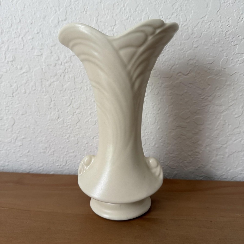 Vtg Shawnee Pottery Vase MCM Art Deco USA Ivory Cream Mother's Day Flowers Gift